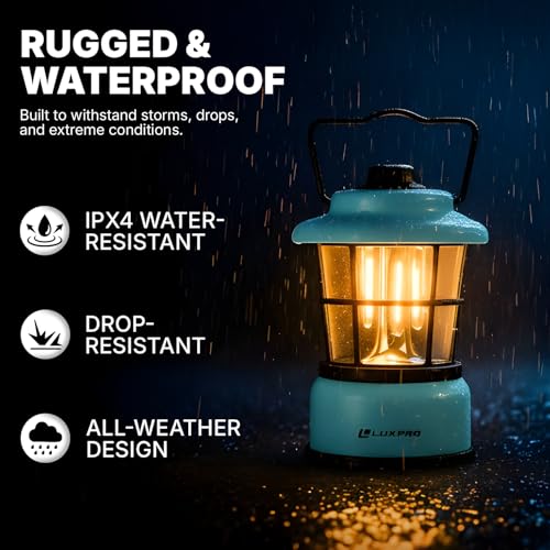 LUXPRO Retro LED Lantern blue in a pack of two for shared lighting.