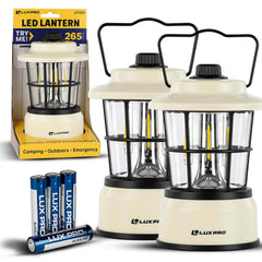 LUXPRO Retro LED Lantern front view emits warm light for reliable outdoor camping