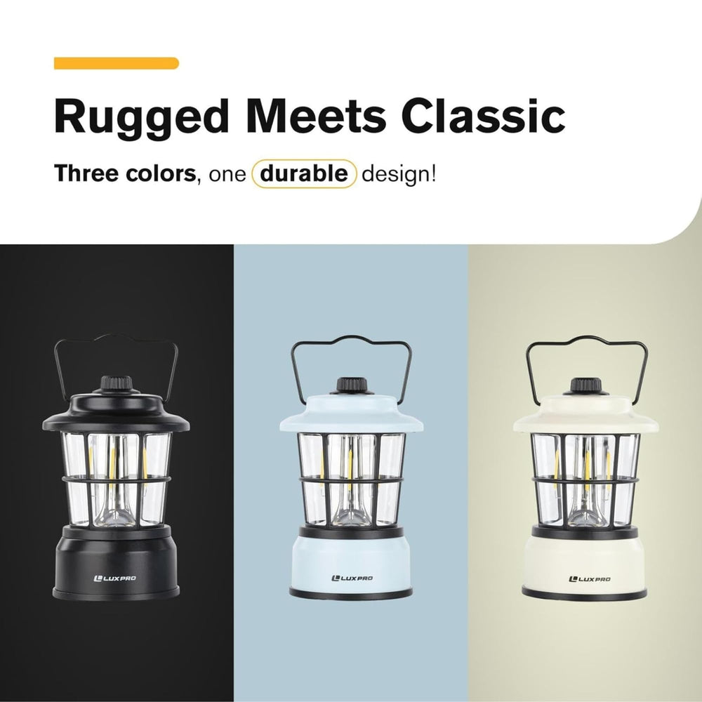 LUXPRO Retro LED Lantern with handle ready for hands-free carrying on hikes