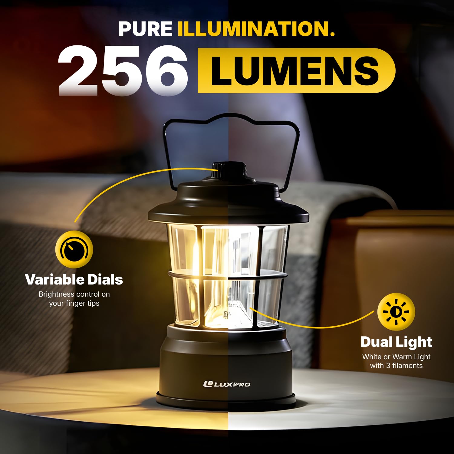 LUXPRO Retro LED Lantern packaging and accessories included