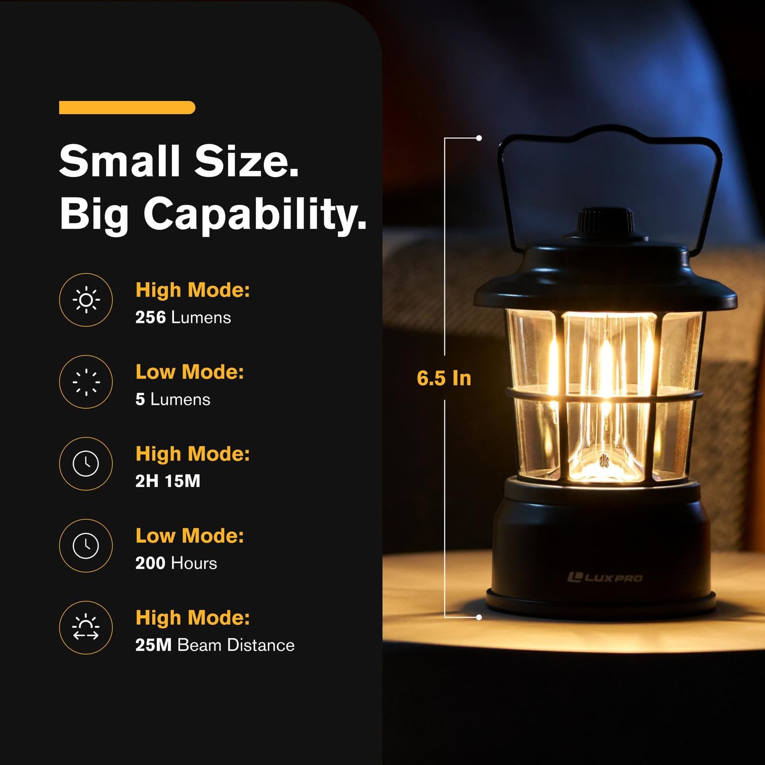 LUXPRO Retro LED Lantern side caps close-up for durability