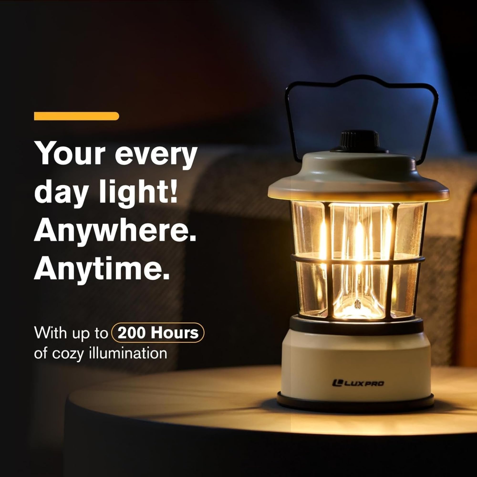 LUXPRO Retro LED Lantern side view highlights compact design for storage