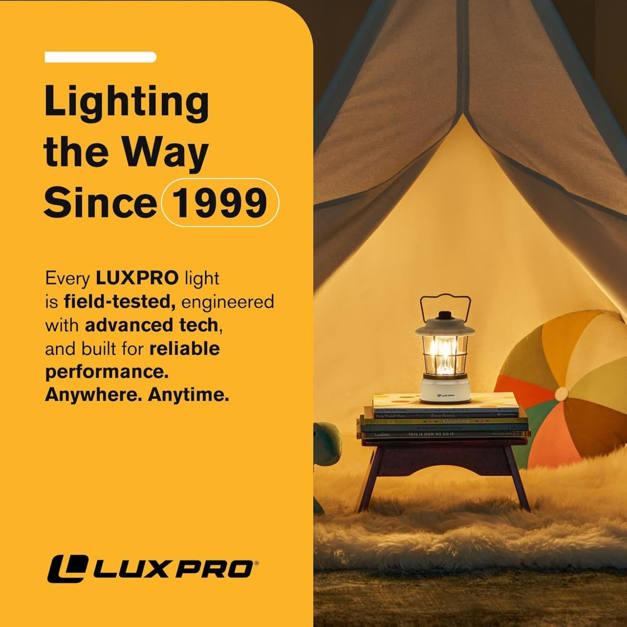 LUXPRO Retro LED Lantern bottom detail shows water resistance in wet conditions