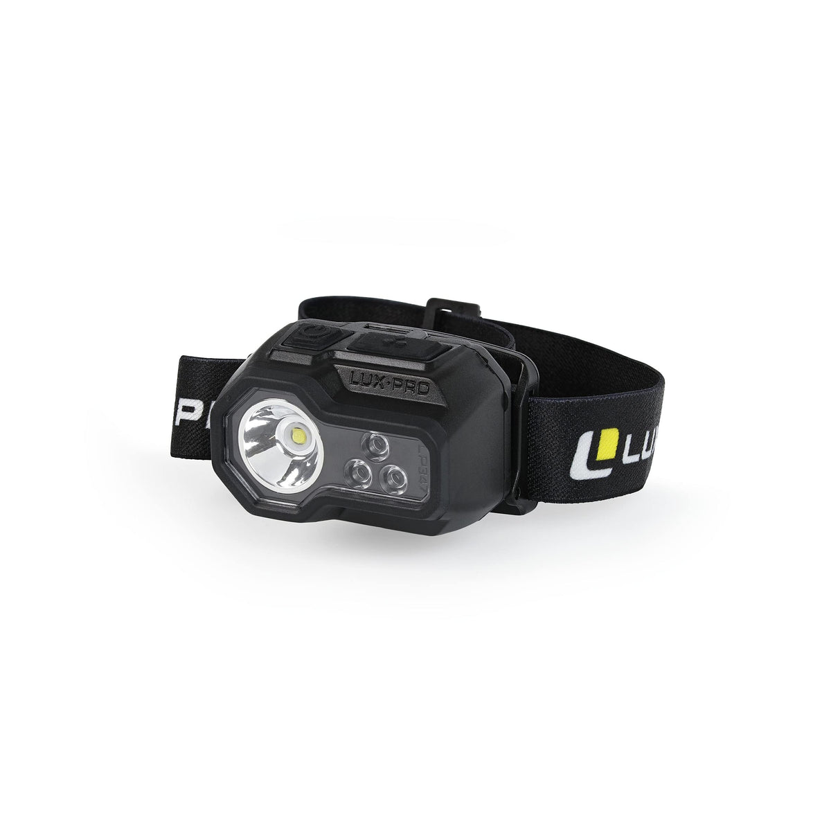 LUXPRO Ultra-Bright Headlamp worn on headband for hands-free outdoor lighting