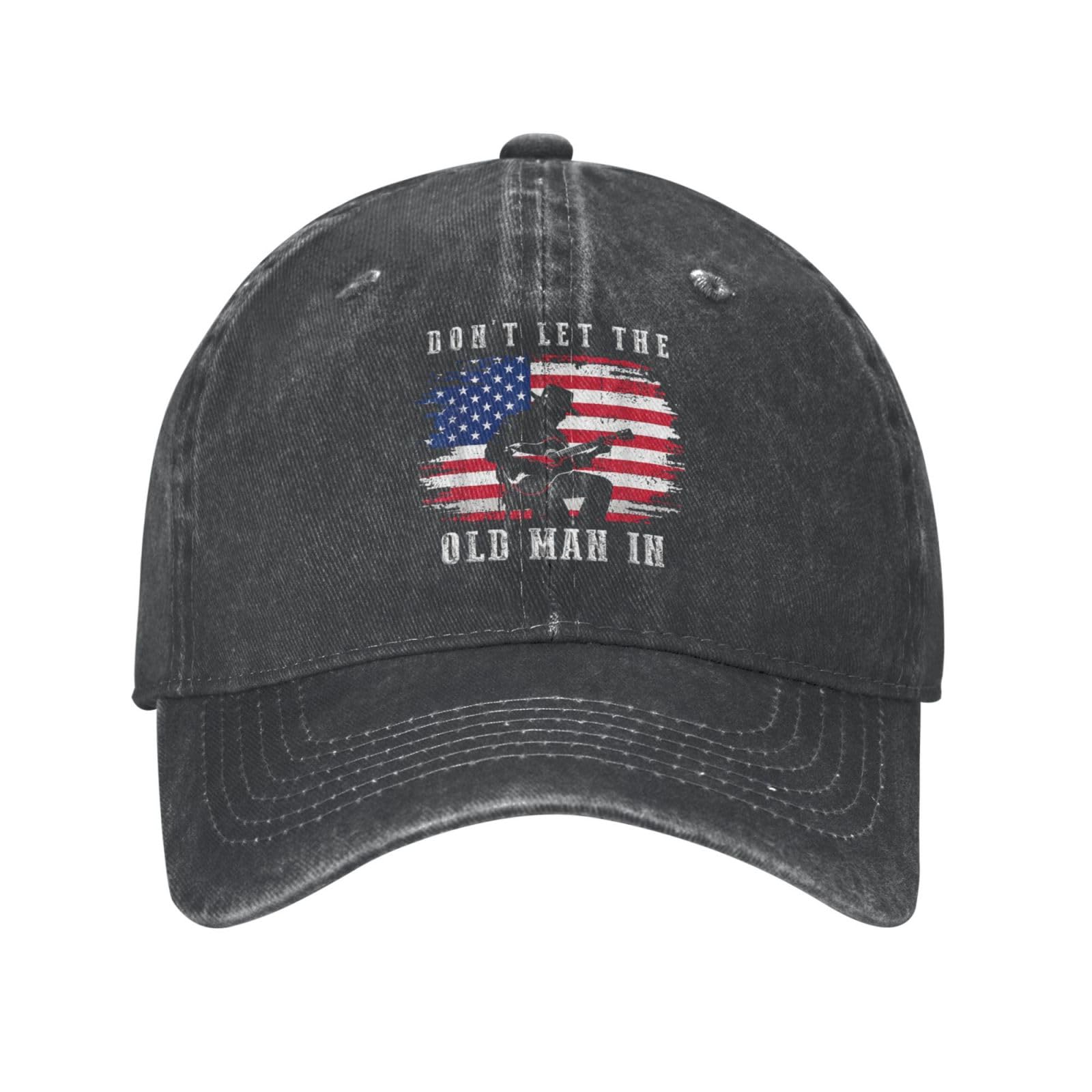 LUYIMAX outdoor denim hat front view highlights breathable cotton for all-day wear.