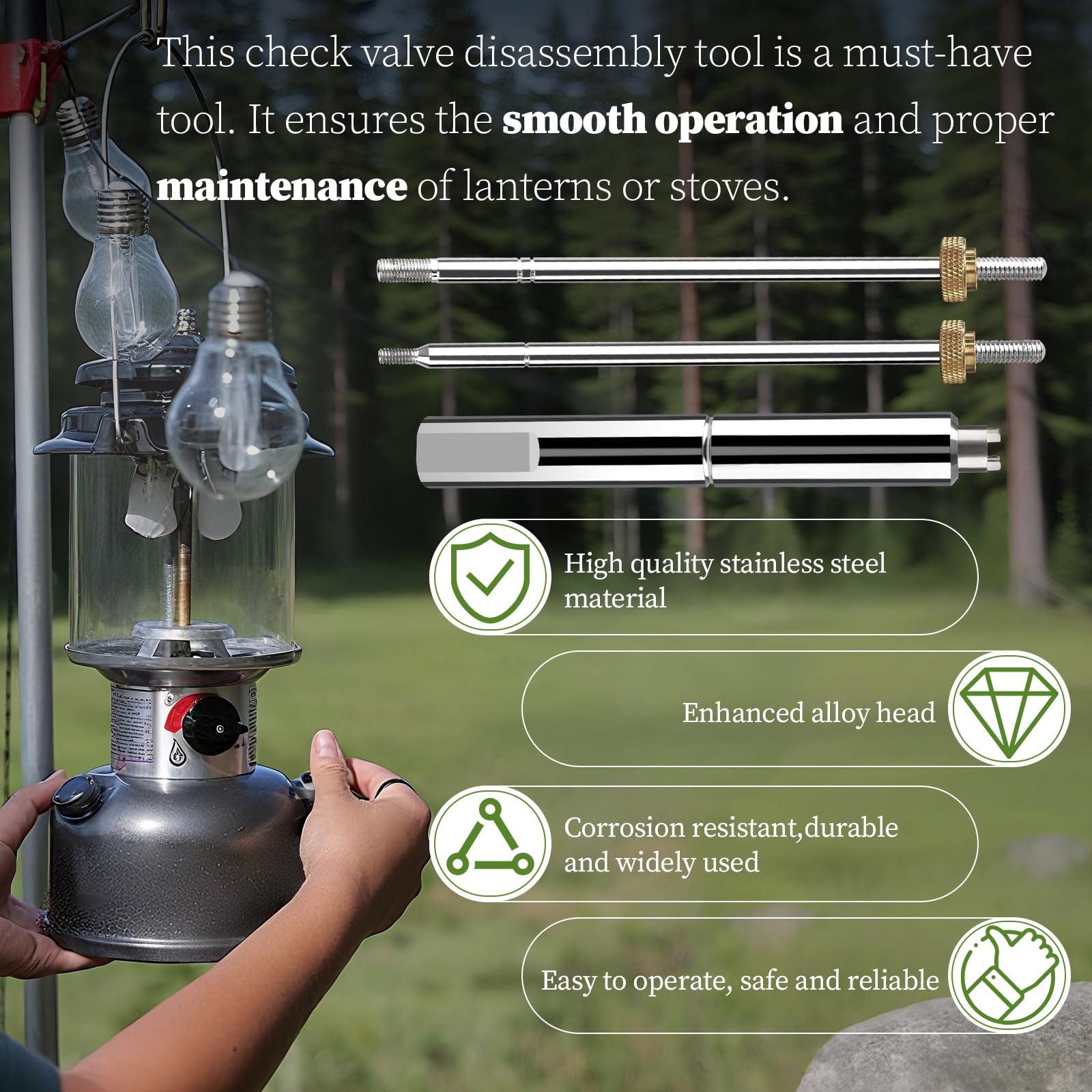 LVACODV check valve removal tool chromed surface resists rust and scratches.