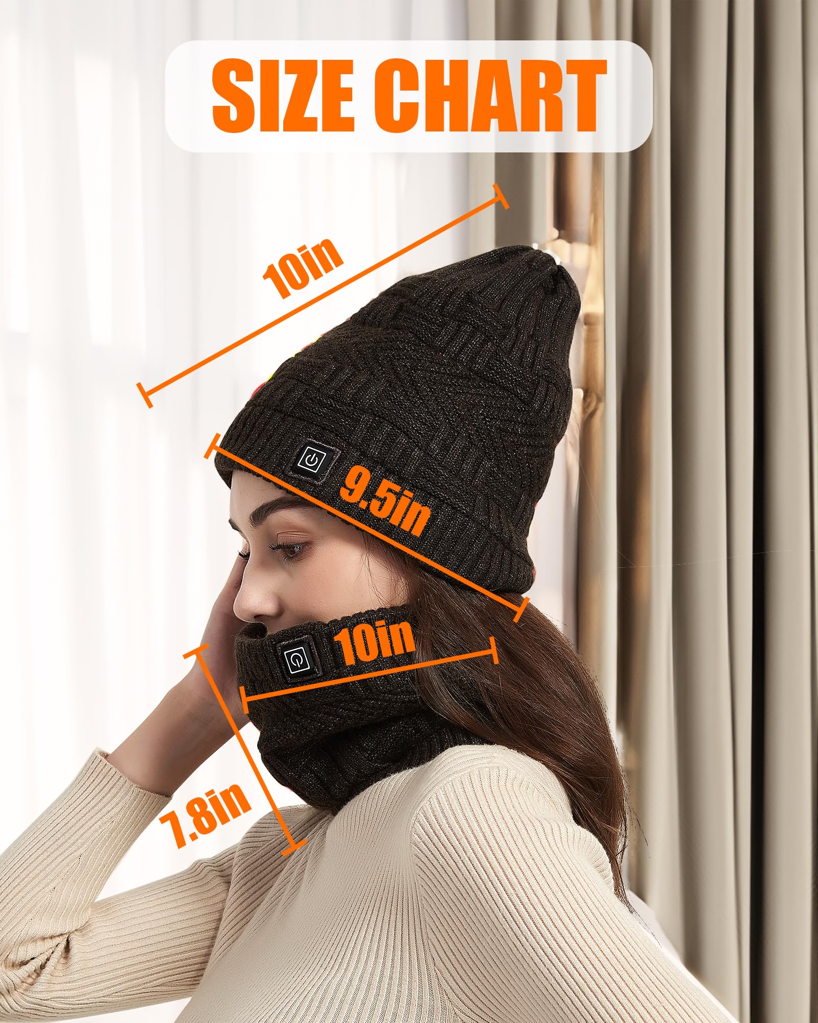 Model wearing the heated hat during outdoor activity