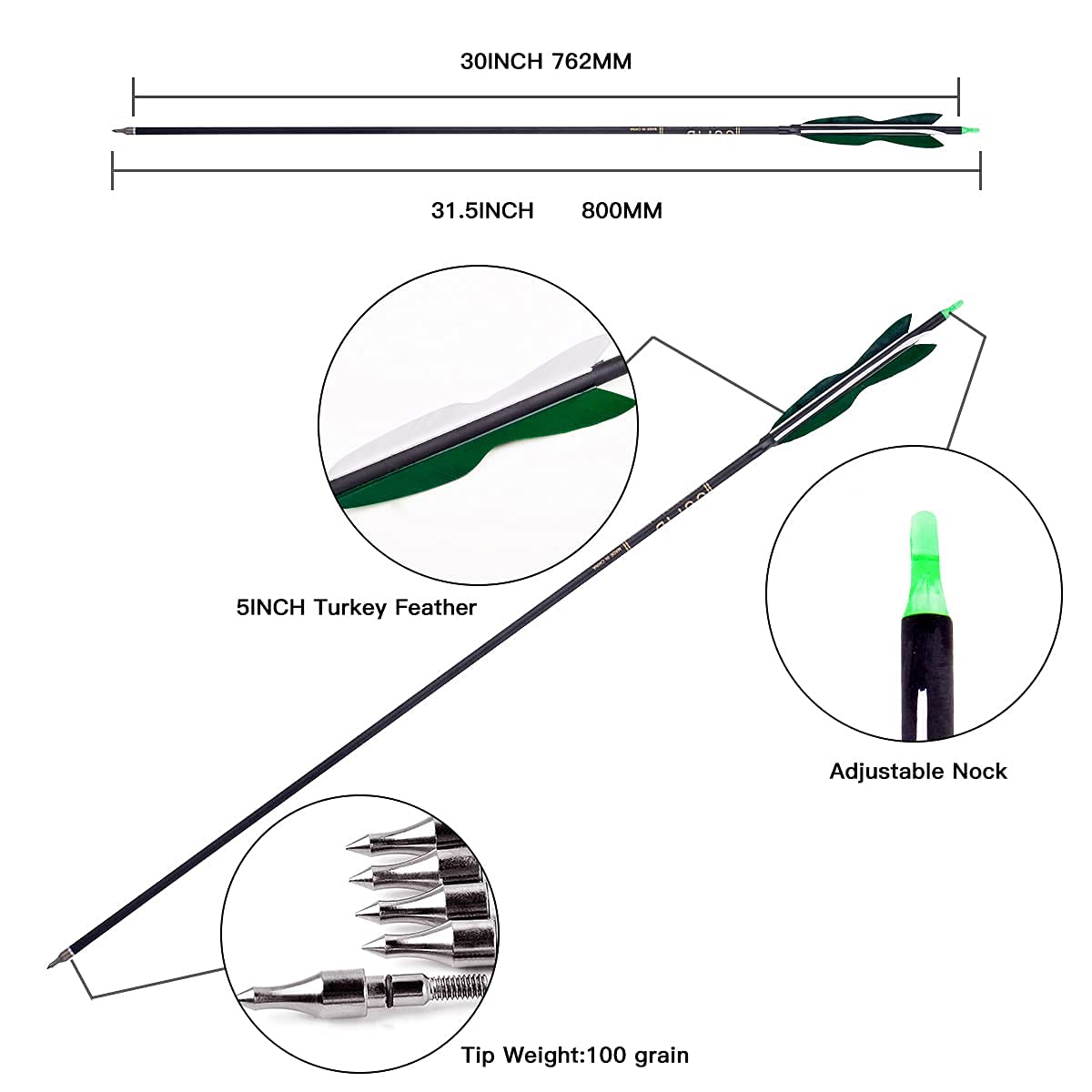 LWANO 12-pack carbon arrows for consistent training and practice