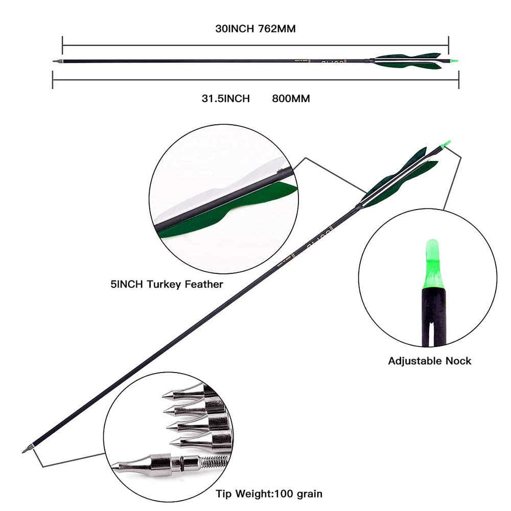 LWANO 12-pack carbon arrows for consistent training and practice