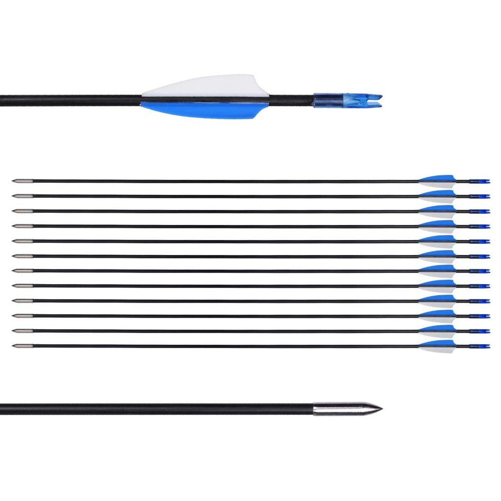 LWANO 31-inch fiberglass training arrows with durable shaft for safe beginner practice sessions.