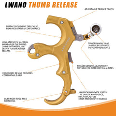 LWANO arc-caliper design in gold speeds release with smooth action and reduced wear.