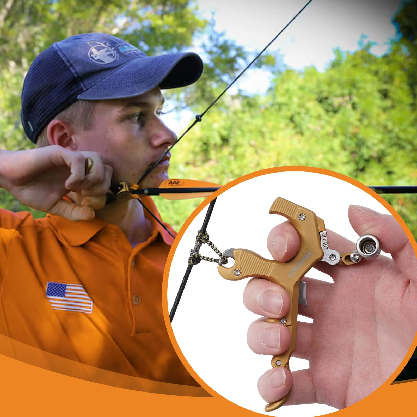 LWANO release in-use with gold finish supports hunting and training with steady performance.