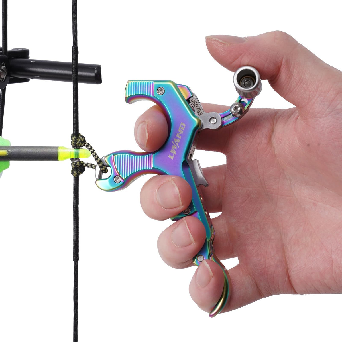 LWANO archery release with a metal frame for durable, smooth practice sessions.
