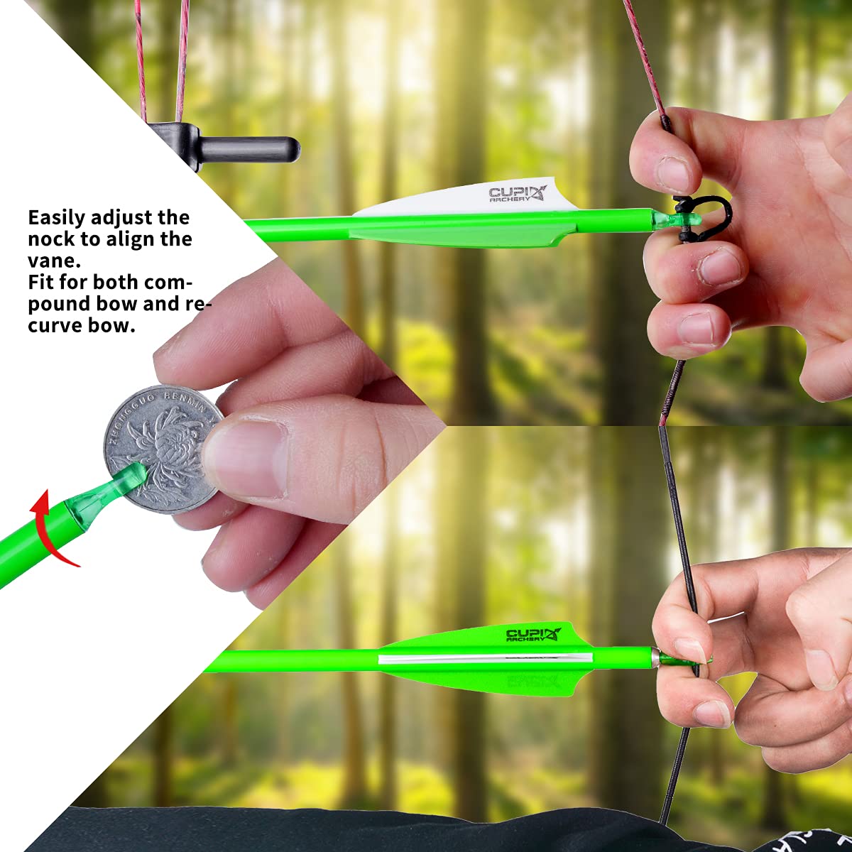 LWANO fluorescent shaft and fletching enhancing visibility during practice