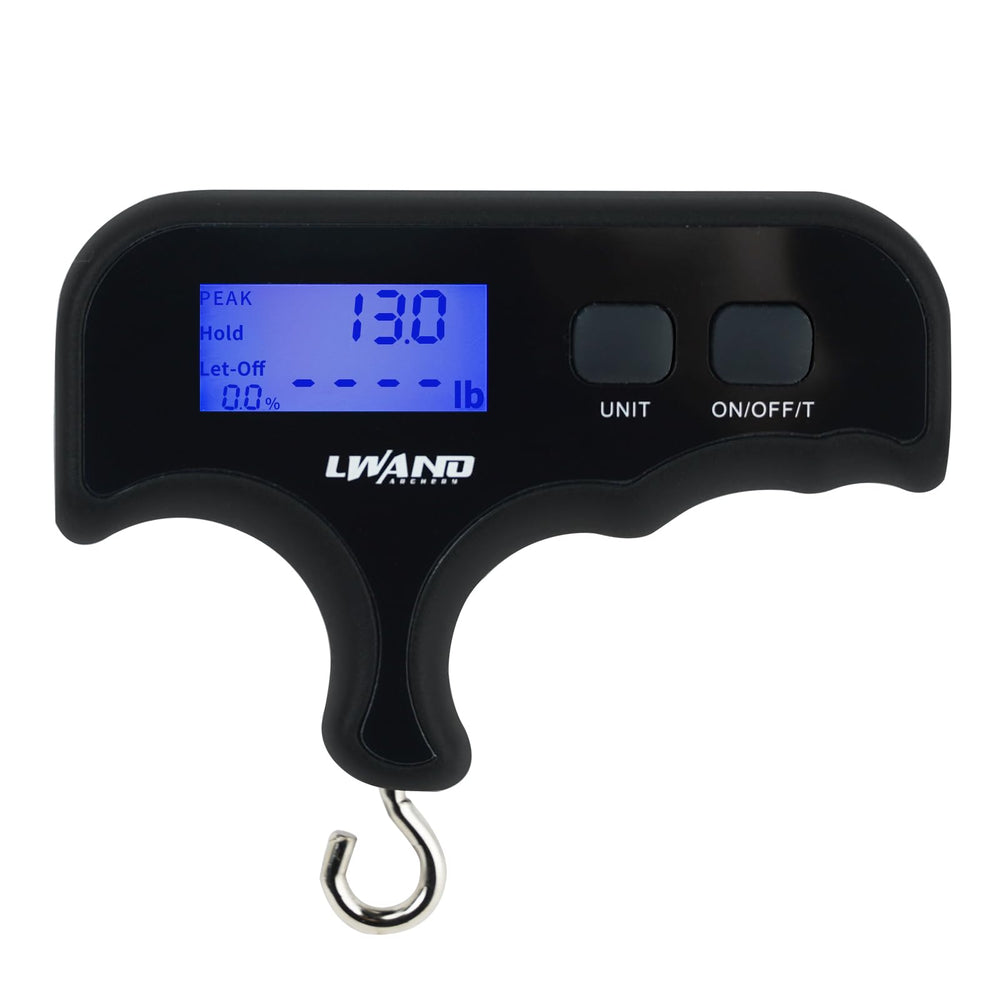 LWANO bow scale with aluminum body for durable draw weight measurement in the field.