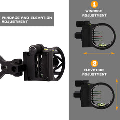 LWANO bow sight aluminum construction highlights durability for rugged field use.