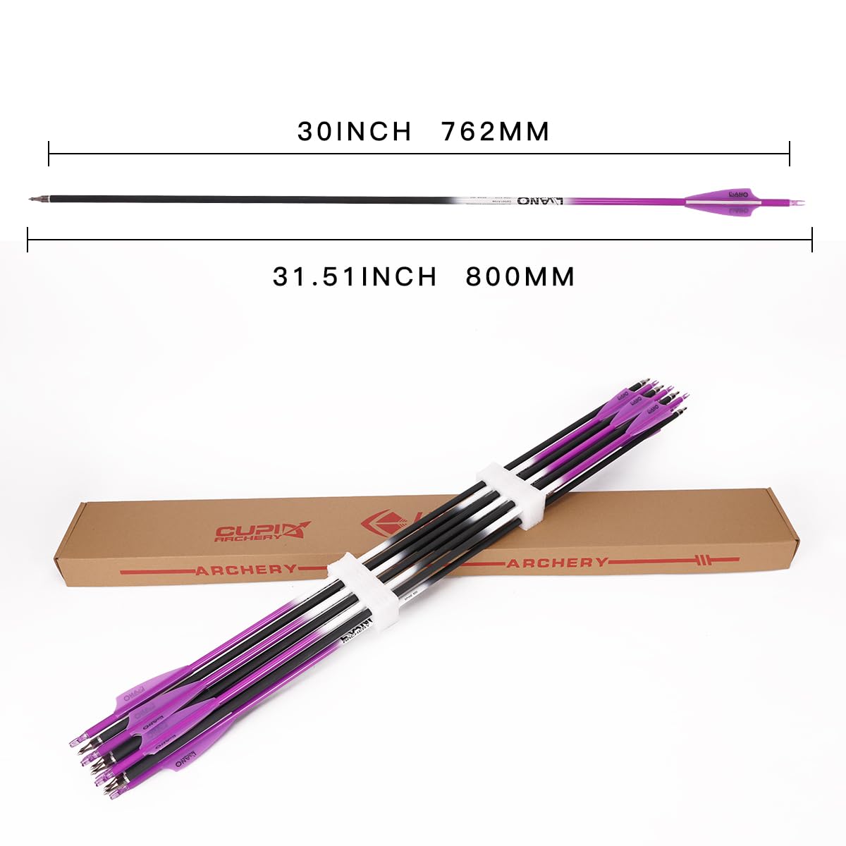 LWANO arrows are compatible with compound and recurve bows in 30–60 lb range