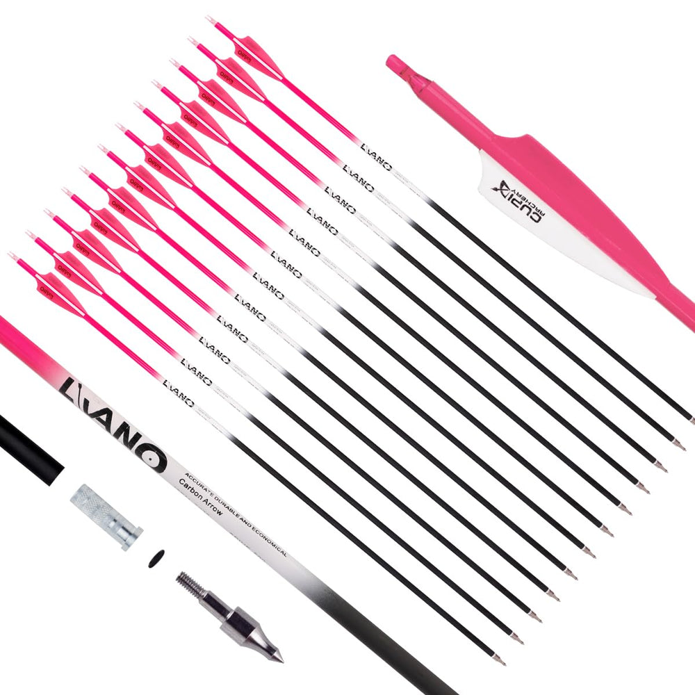 LWANO carbon arrow shaft closeup for durable 30-inch practice sessions