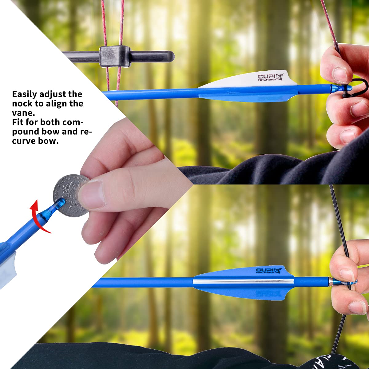 LWANO carbon arrow with fluorescent fletching for easy recovery.