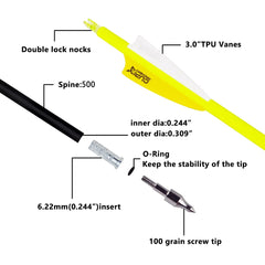LWANO fluorescent shaft and fletching aid quick recovery after shots