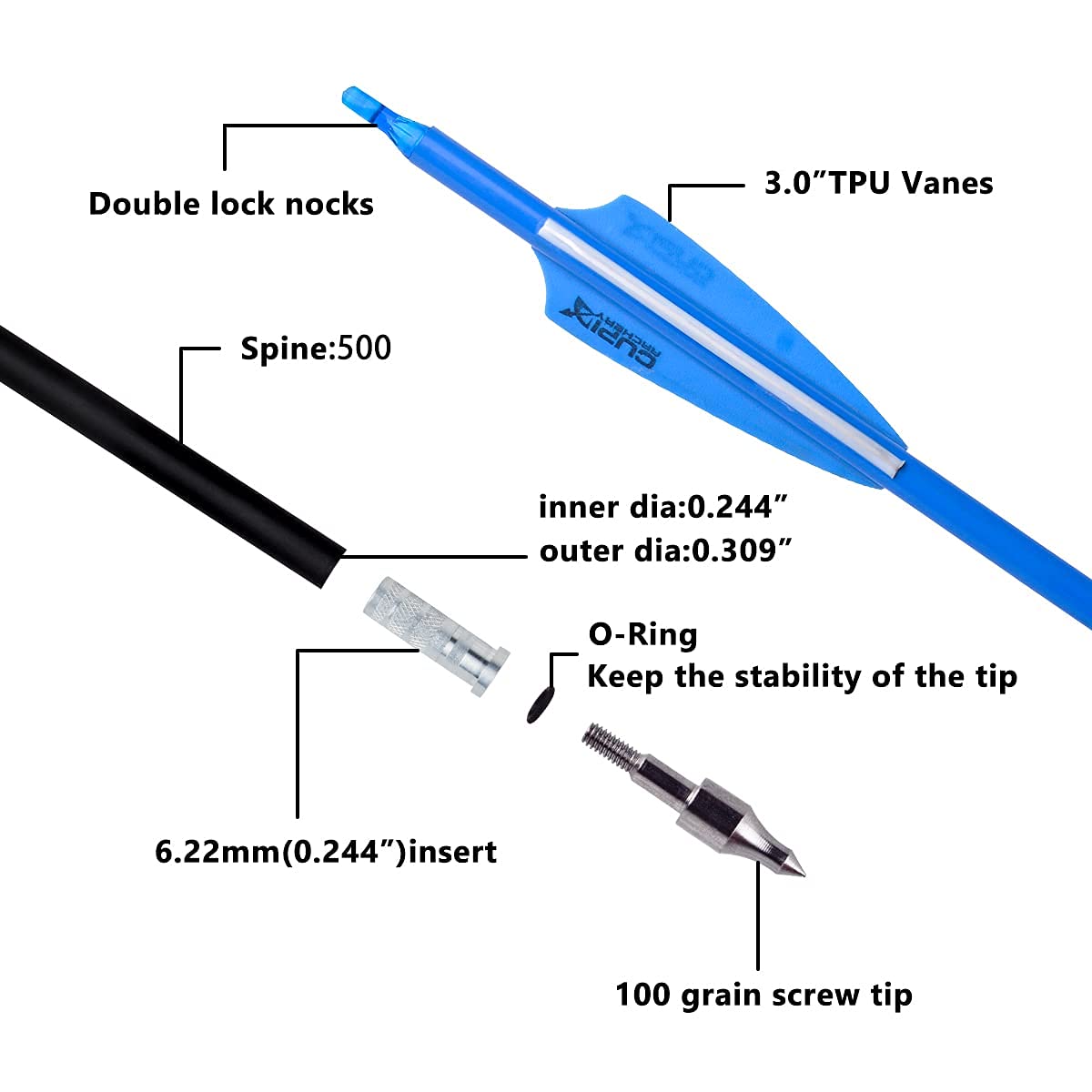 LWANO carbon arrow removable tips for versatile use and replacement.