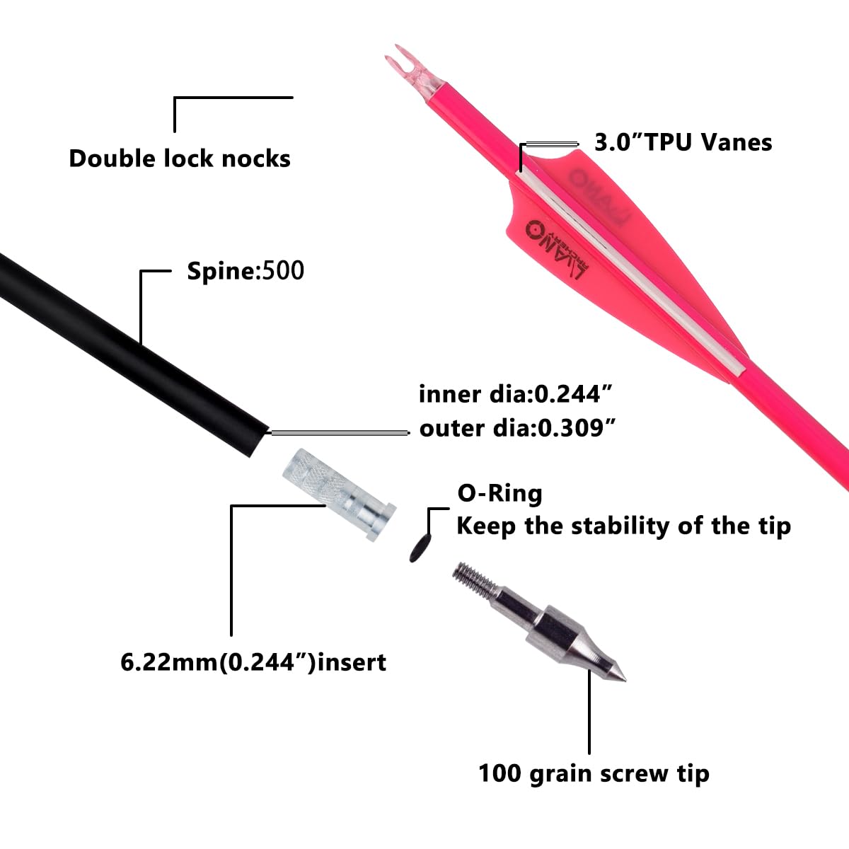 LWANO nickel-plated tip for reliable target shooting
