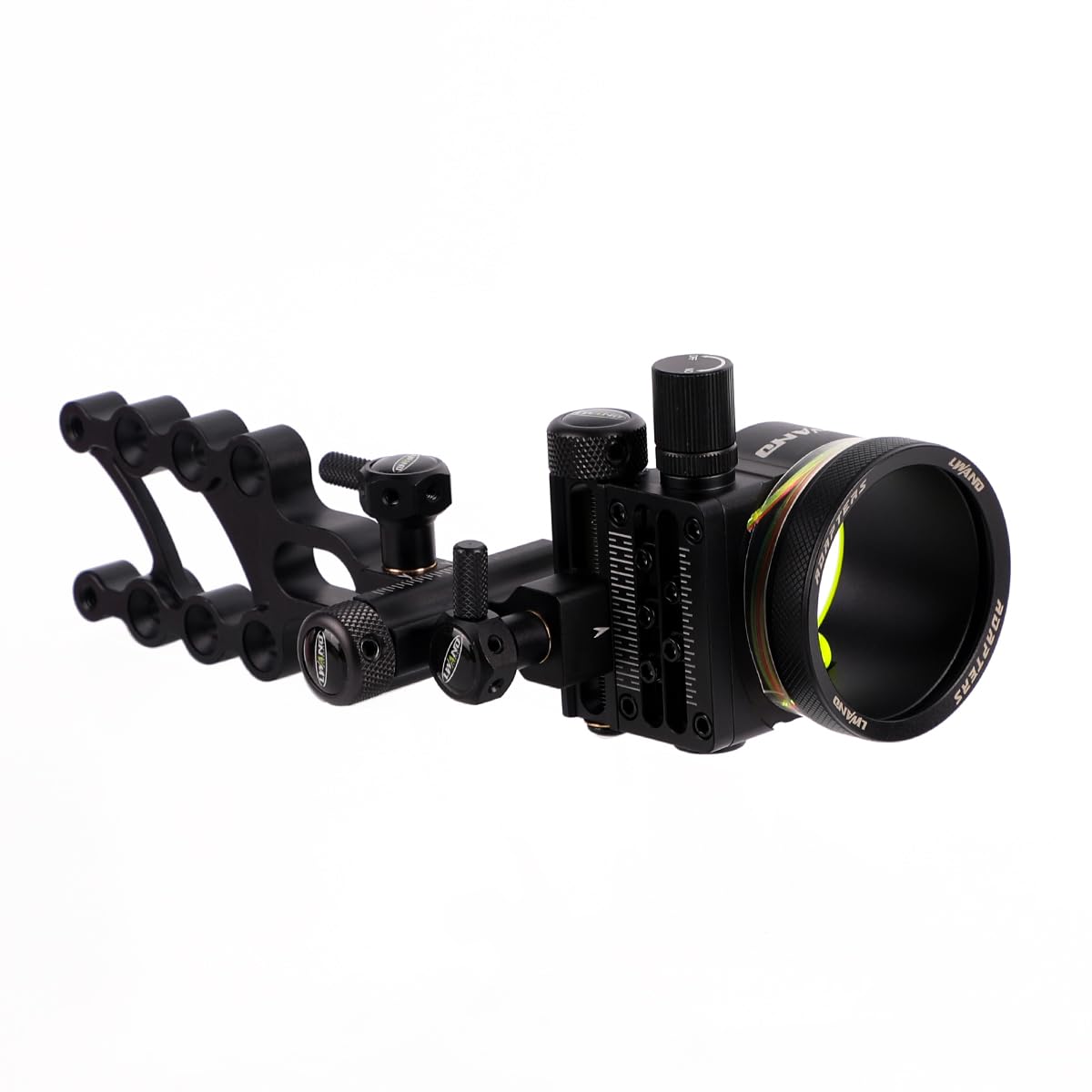 LWANO M2 bow sight ultra-bright fiber optic pins improve visibility in varied light.