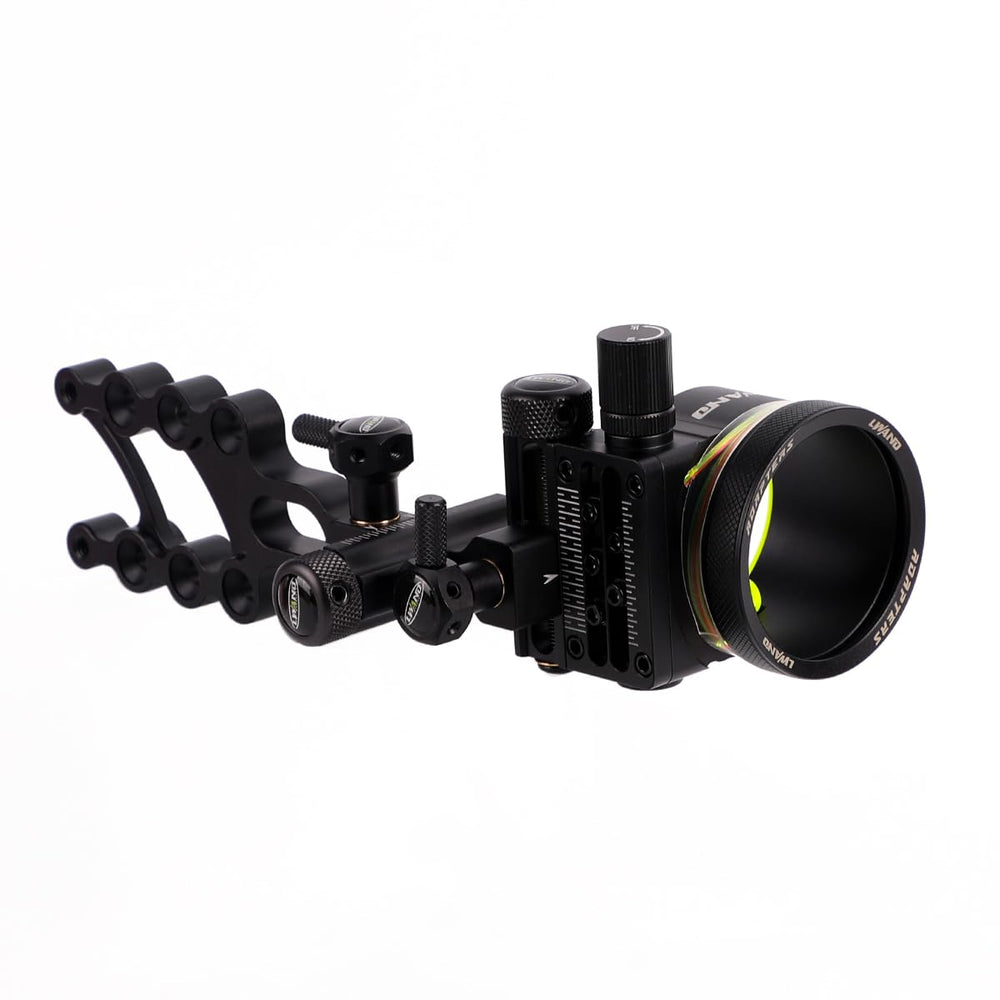 LWANO M2 bow sight ultra-bright fiber optic pins improve visibility in varied light.