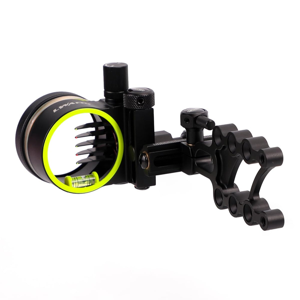 LWANO M2 bow sight front view showcasing durable all-aluminum build for rugged hunting.