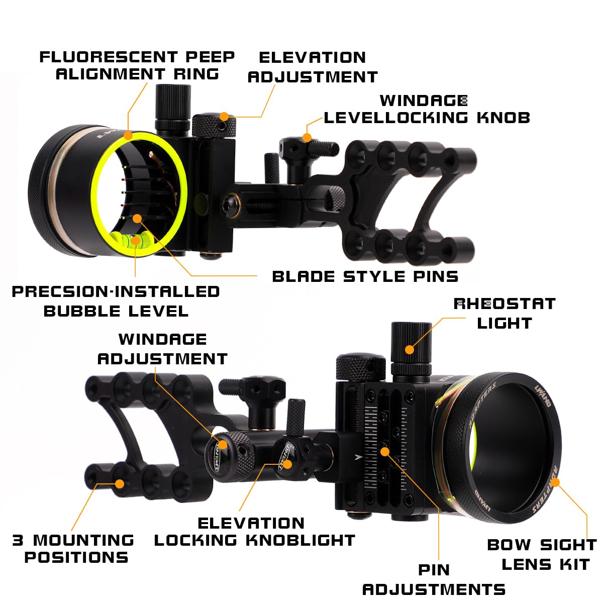 LWANO M2 left-hand bow sight mounted for precise alignment.