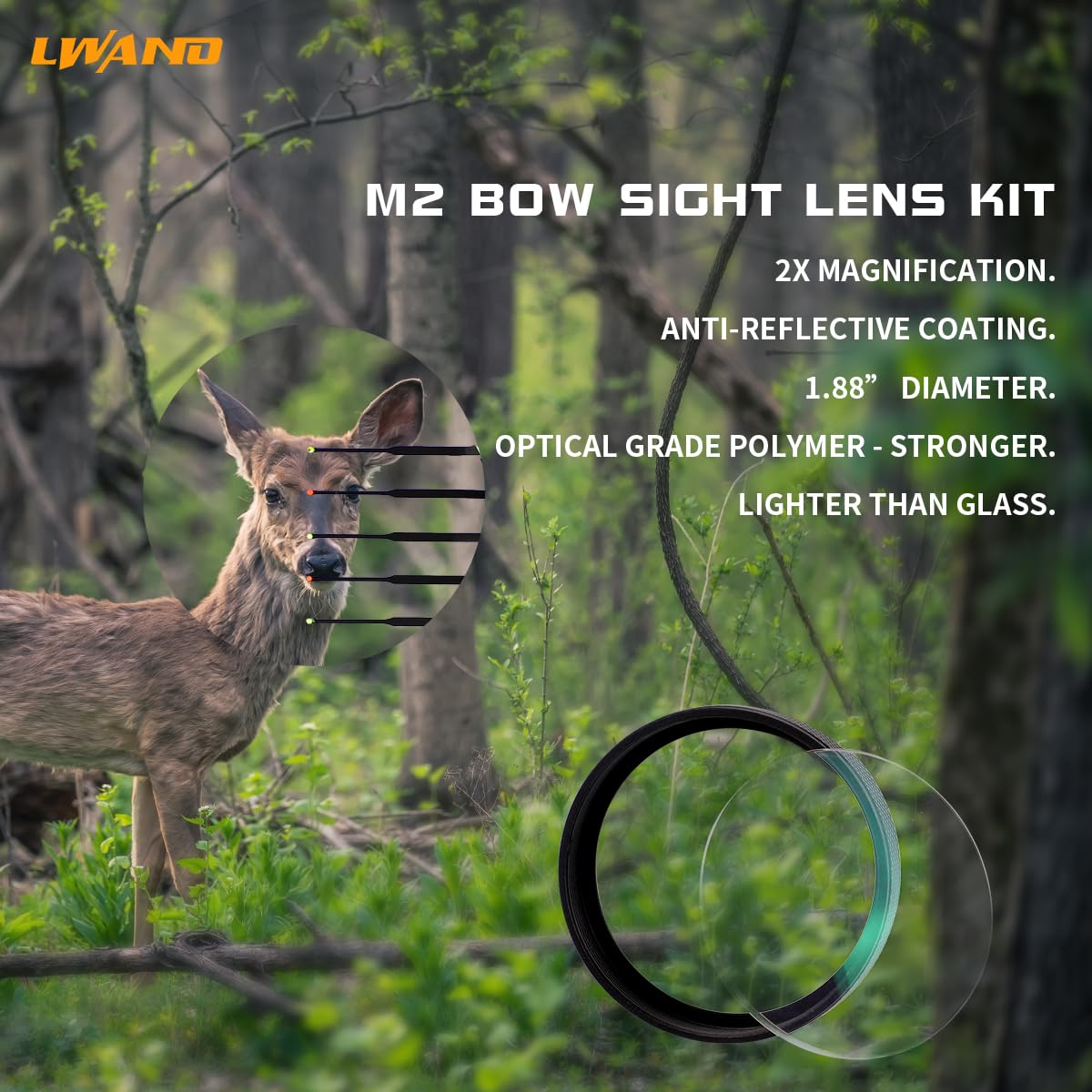 LWANO M2 5-pin setup with laser-engraved marks for repeatable aiming.