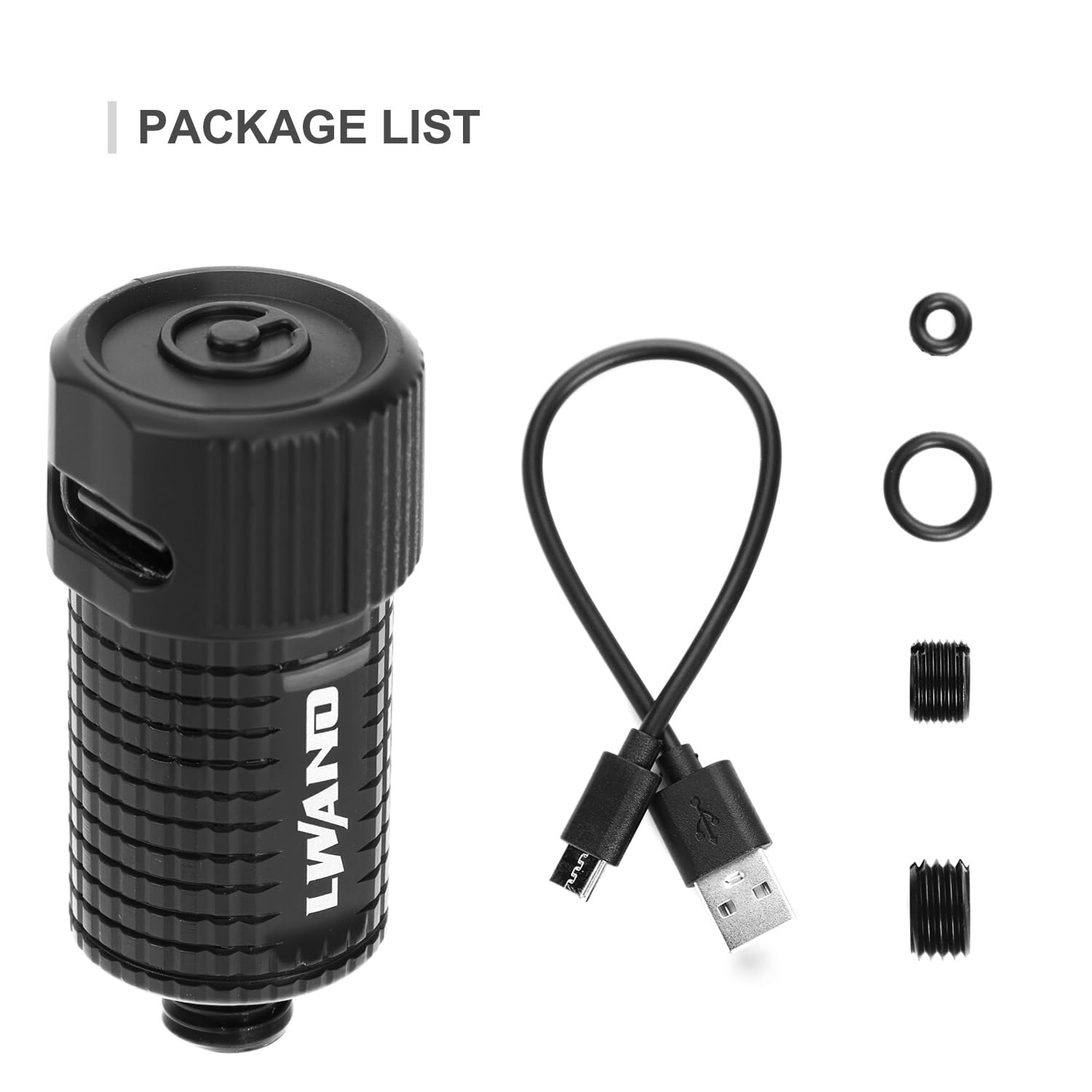LWANO Rechargeable Sight Light side view shows slim profile and rugged waterproof design for field use.