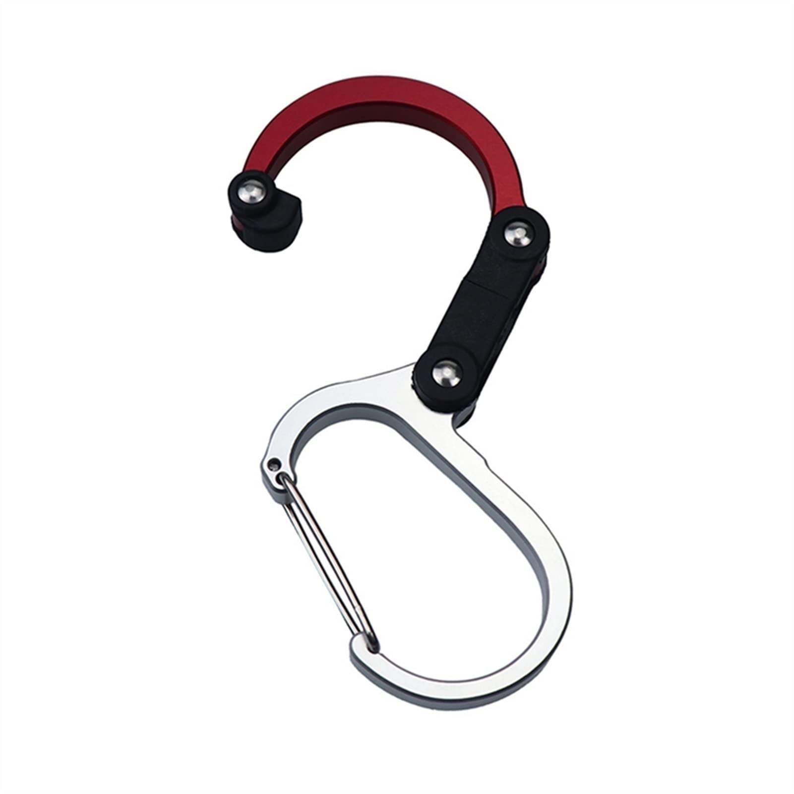 LWBXTTG carabiner clips with spring lock for quick one-handed attachment to a backpack.
