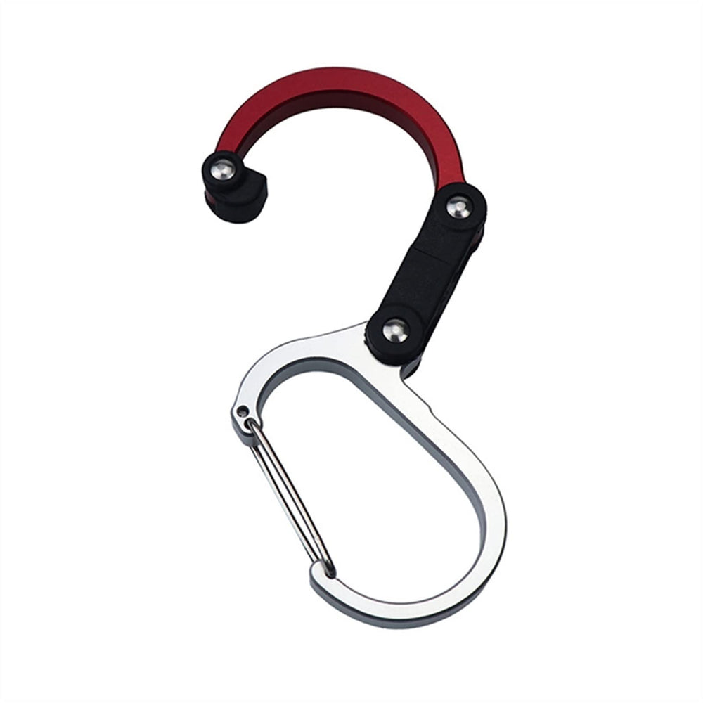 LWBXTTG carabiner clips with spring lock for quick one-handed attachment to a backpack.