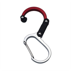 LWBXTTG carabiner clips with spring lock for quick one-handed attachment to a backpack.