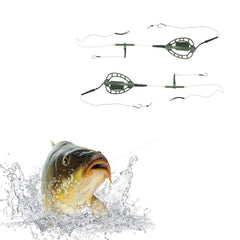 Carp fishing bait cage feeder with wire hook rig
