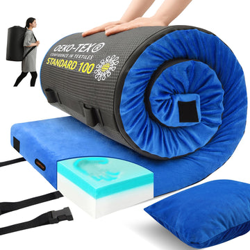 Lxotvae memory foam camping mat unrolled shows plush support for camping trips.