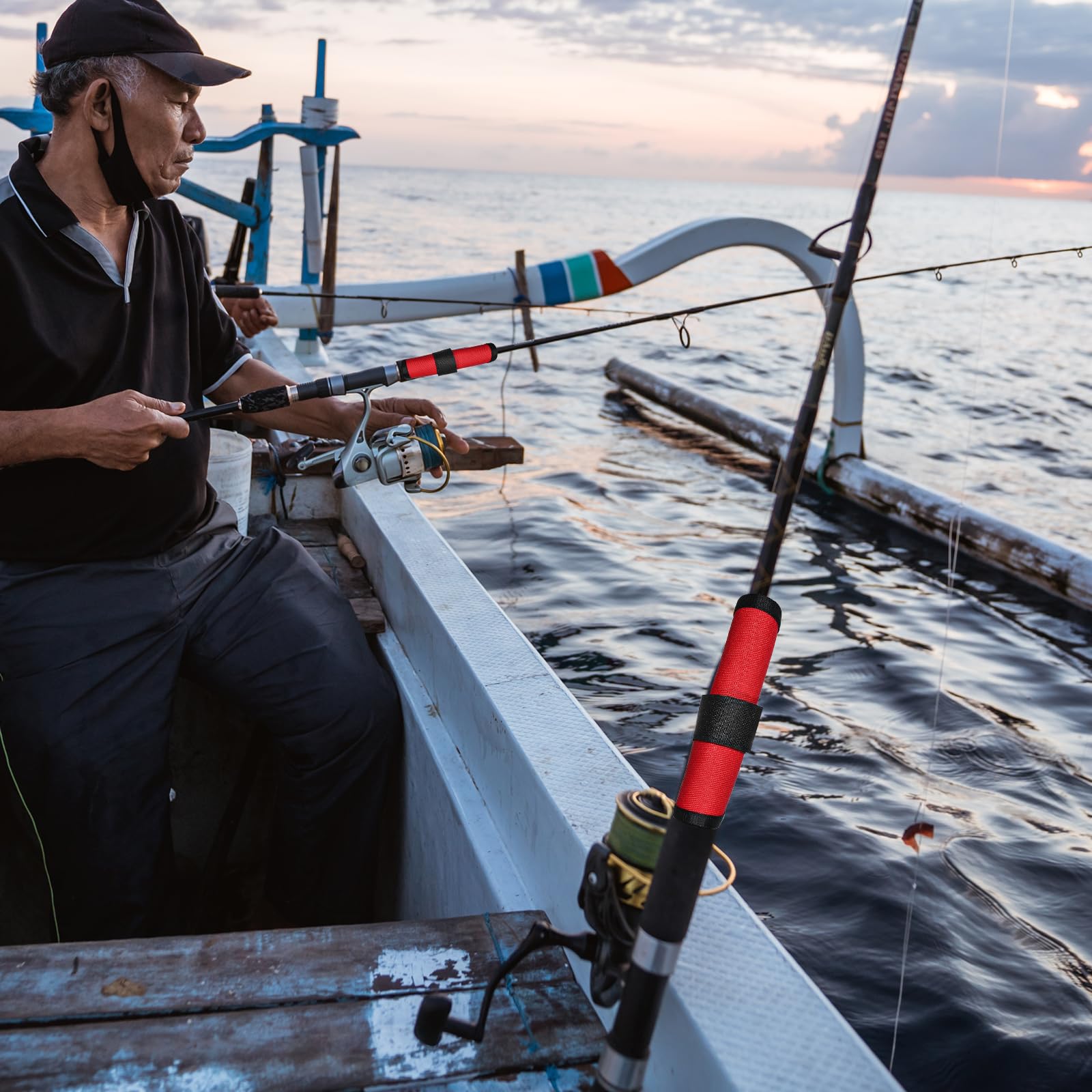 LXUEJIE lure wrap in use keeping lures organized on a rod