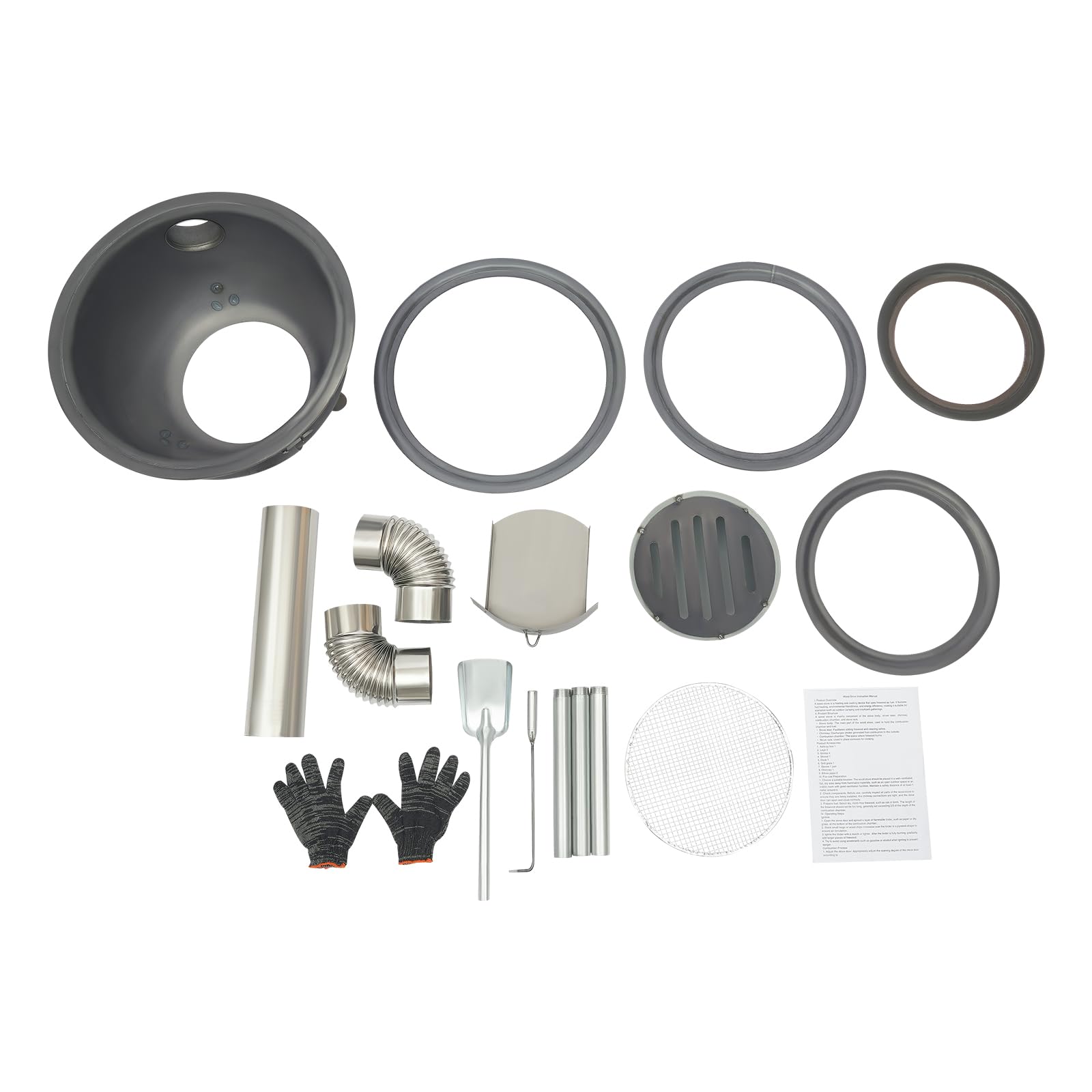 LyeXD ash tray, trowel, fire hook and gloves included for easy cleanup.