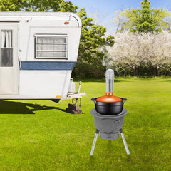 LyeXD rocket stove chimney pipe attachment for cleaner grilling.