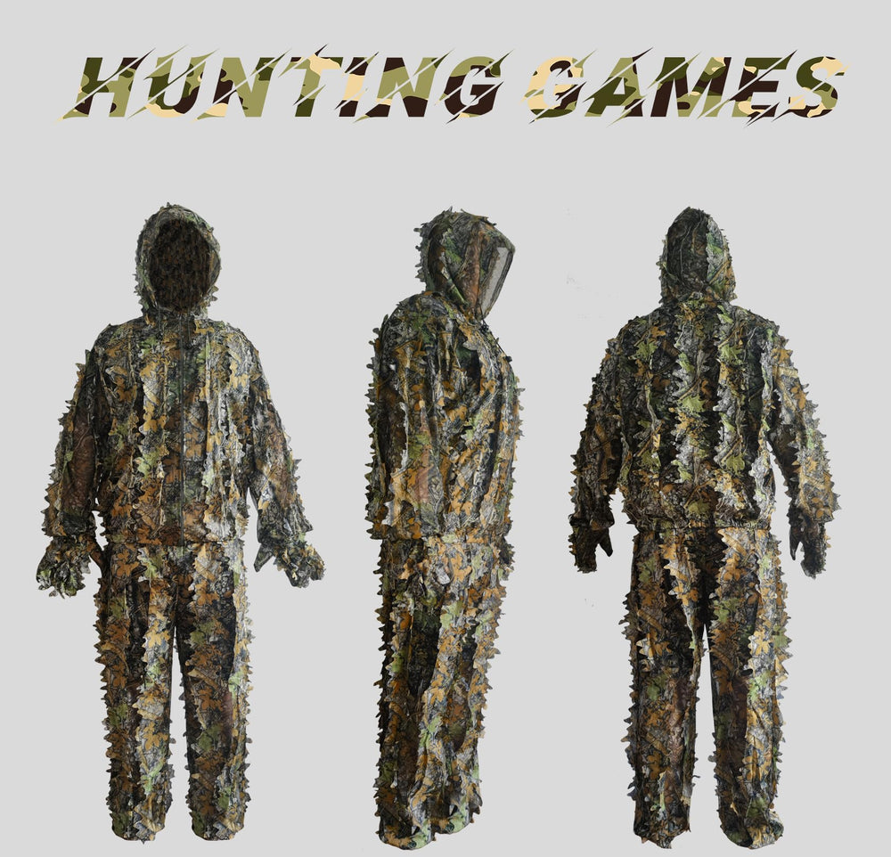 LYLPYHDP Ghillie suit highlights 3D leaf design for improved camouflage.