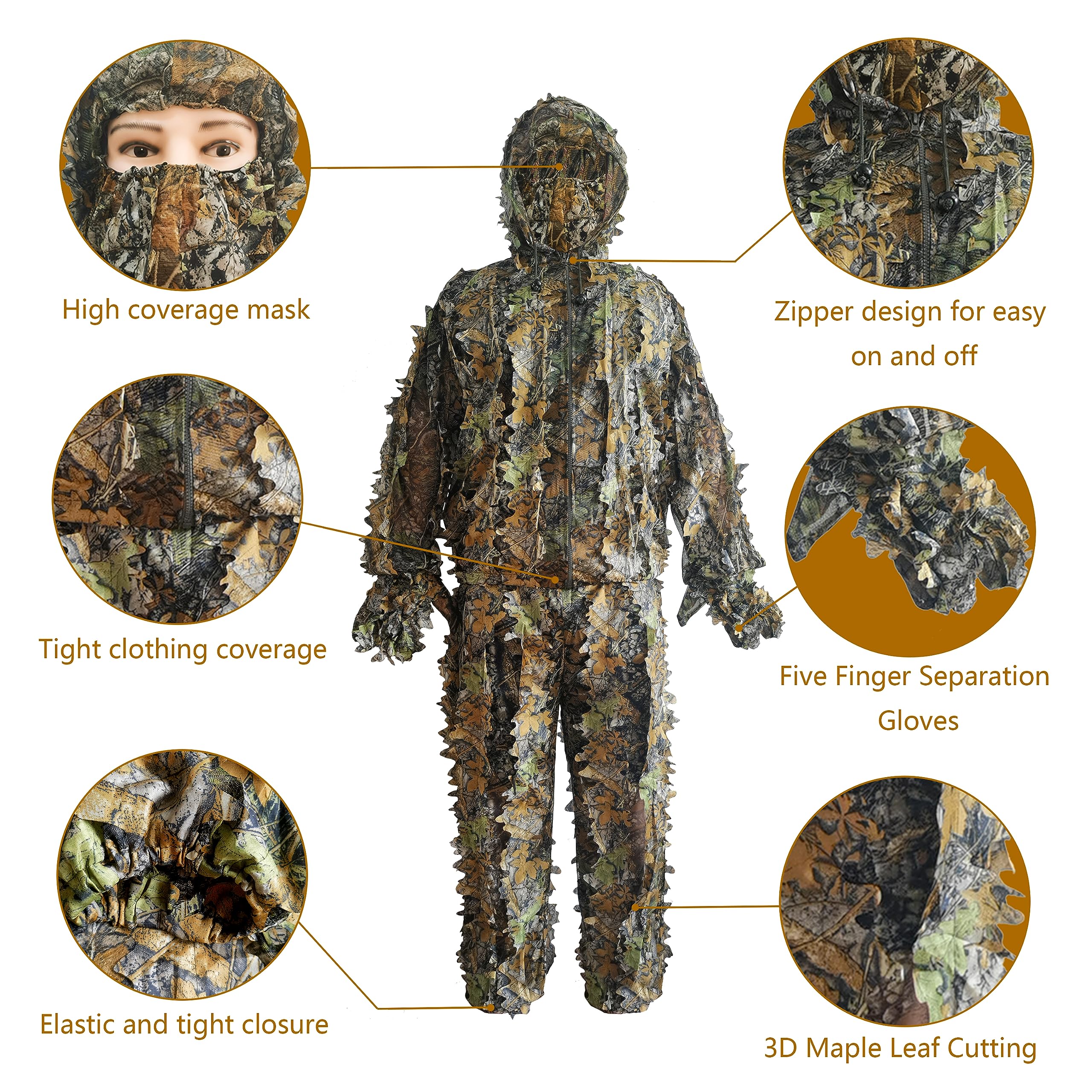 LYLPYHDP Ghillie suit features elastic cuffs and adjustable waist for a snug fit.