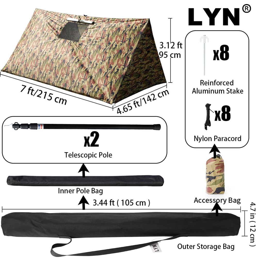 LYN pop-up shelter with telescopic poles for quick stabilization and versatile use.