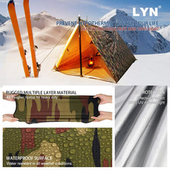 LYN waterproof windproof material provides shelter in rain and wind.