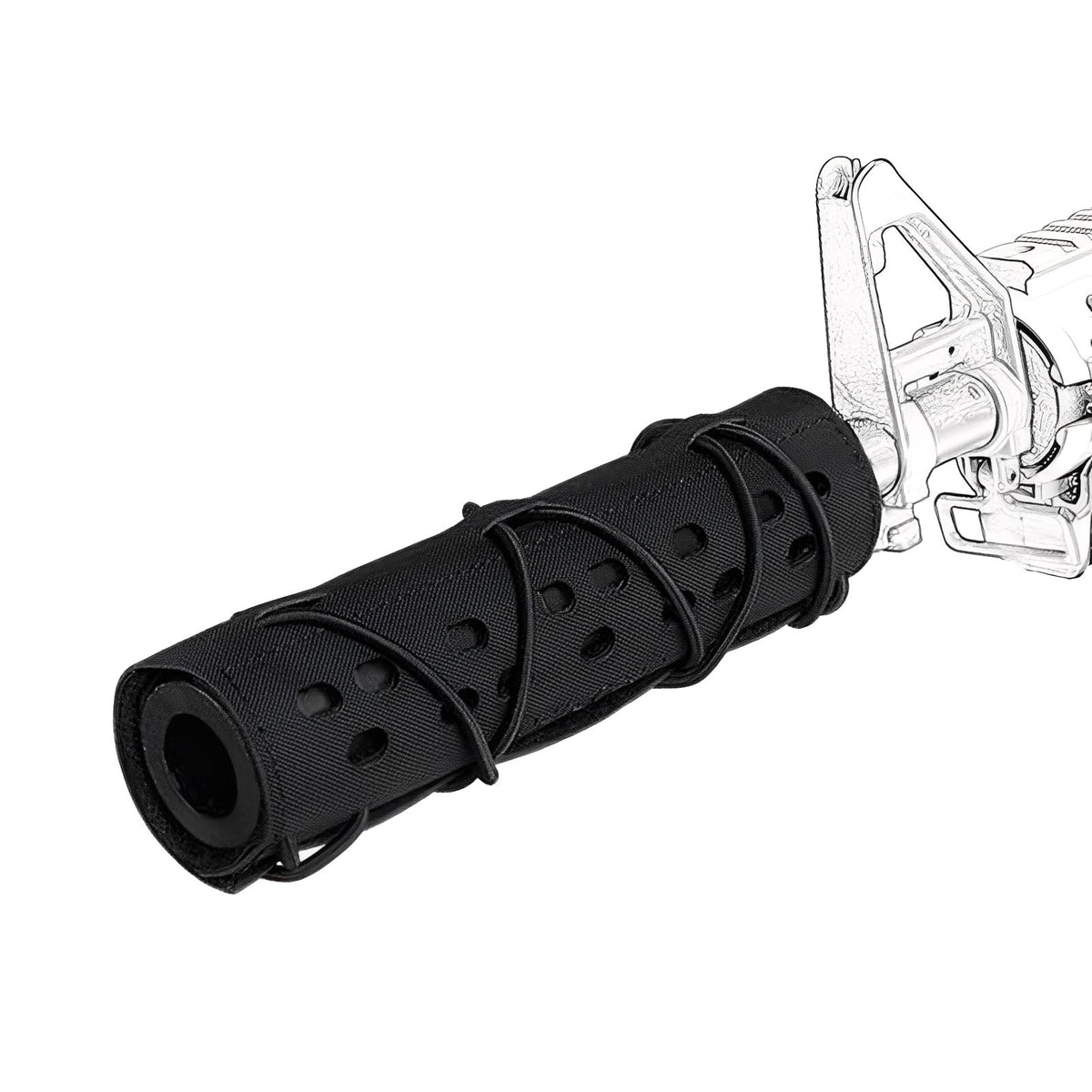 LZAQHMT 7-inch tactical suppressor cover secured on airsoft gear for secure fit