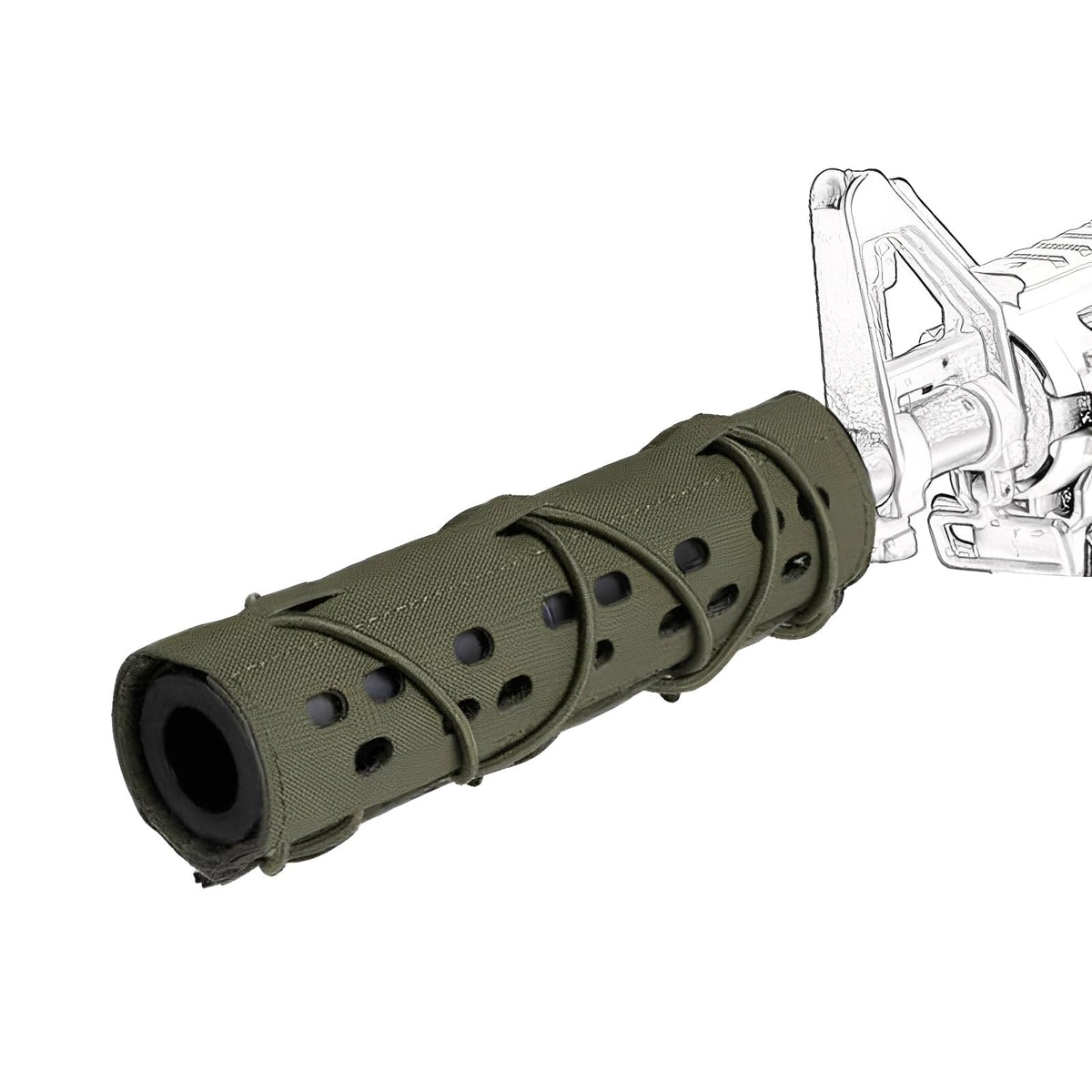 LZAQHMT 7-Inch Suppressor Cover in nylon protects airsoft silencers outdoors.