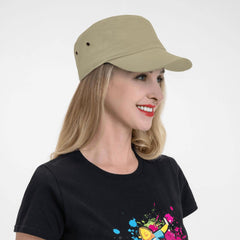 Lzihkst Casual Khaki Army Cap back view with adjustable strap for secure fit