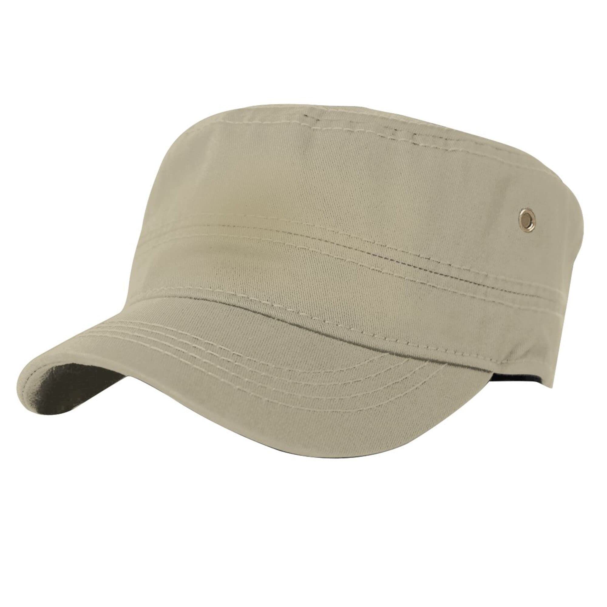 Lzihkst Casual Khaki Army Cap front view showing classic sun shade and style