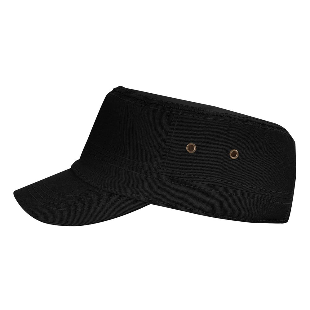 Lzihkst Trendy Black Cadet Cap flat top crown for a modern unisex look.