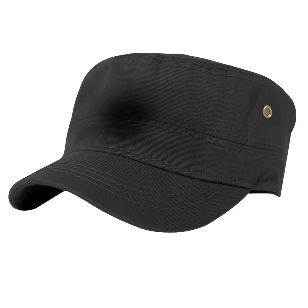 Lzihkst Trendy Black Cadet Cap front view, breathable cotton for all day comfort.